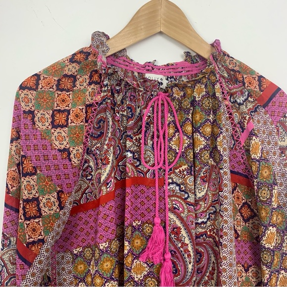 Molly Bracken Boho Patchwork Paisley Blouse - Picture 5 of 8